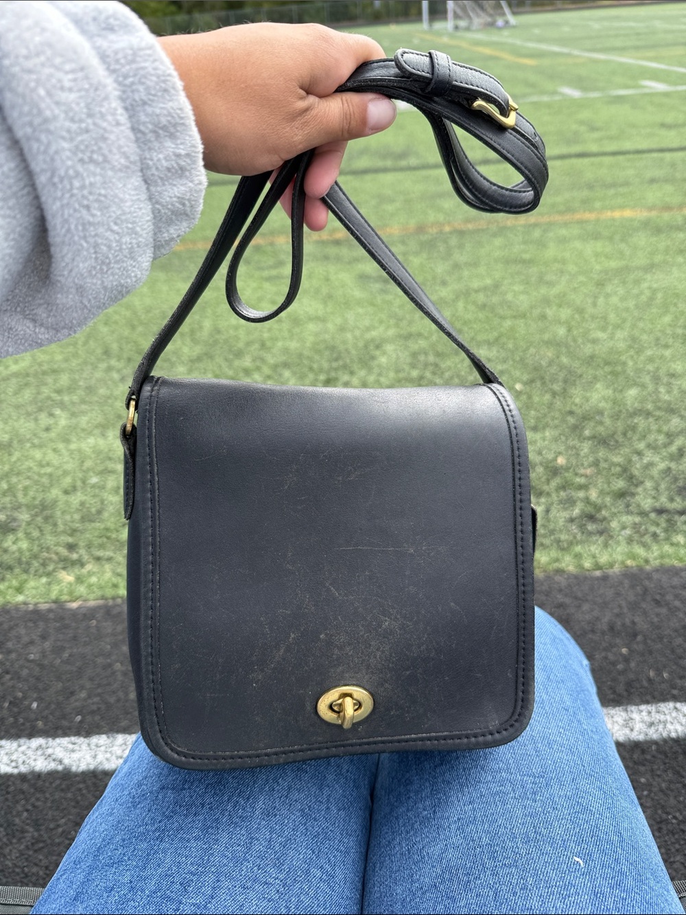 Vintage Coach Leather Crossbody Bag with Gold Turn-Lock